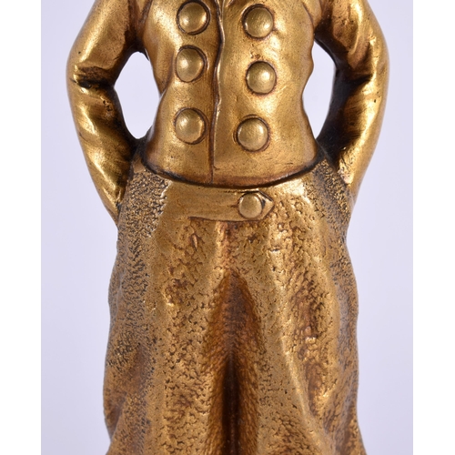 43 - European School (C1900) Gilt bronze, Figure of a boy, marble base. 17 cm high.