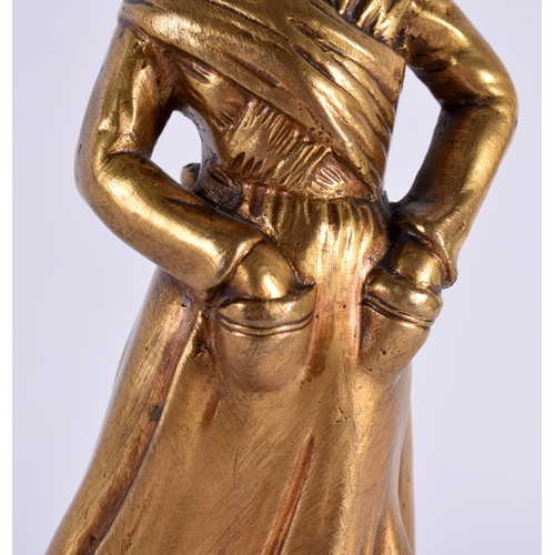 44 - European School (C1900) Gilt bronze, Figure of a girl, marble base. 17 cm high.