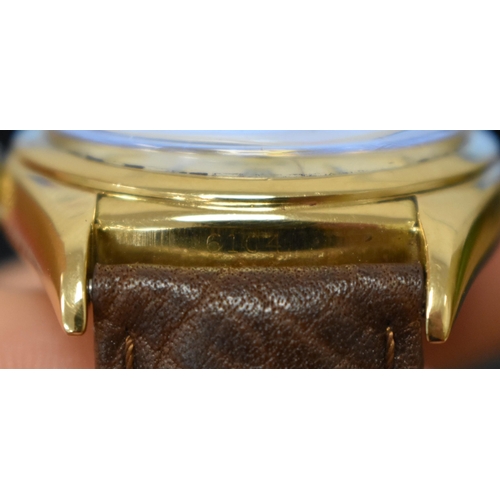 606 - GOLD ROLEX OYSTER PERPETUAL DATEJUST WRIST WATCH CIRCA 1969.  Working. 3.5 cm wide inc winder. Seria... 
