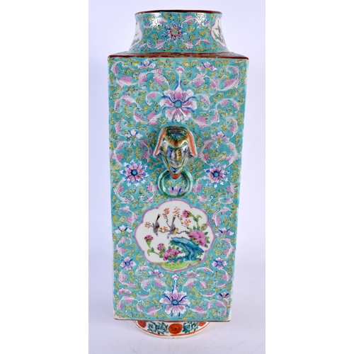 6 - A LARGE 19TH CENTURY CHINESE FAMILLE ROSE STRAITS PORCELAIN KONG VASE Qing, painted with birds of pa... 