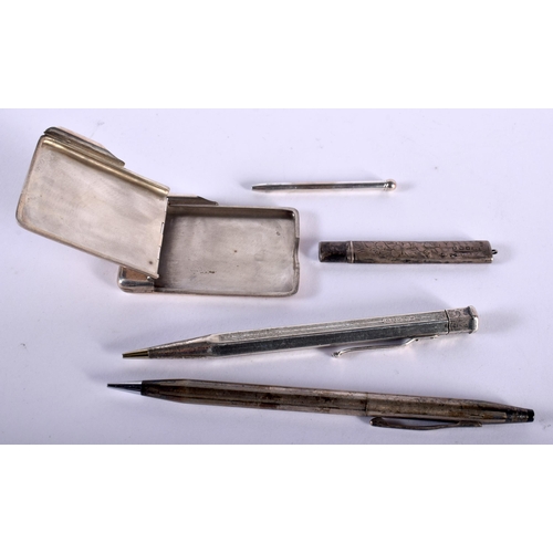 1314 - An Edwardian Silver Aide Memoire with Propelling pencil Hallmarked Chester 1903 together with 2 Silv... 