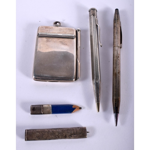 1314 - An Edwardian Silver Aide Memoire with Propelling pencil Hallmarked Chester 1903 together with 2 Silv... 