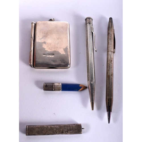 1314 - An Edwardian Silver Aide Memoire with Propelling pencil Hallmarked Chester 1903 together with 2 Silv... 