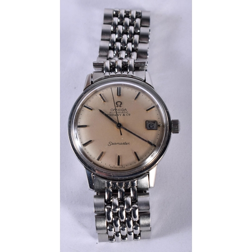 111 - AN OMEGA TIFFANY & CO SEAMASTER WRISTWATCH. 3.25 cm wide inc winder.