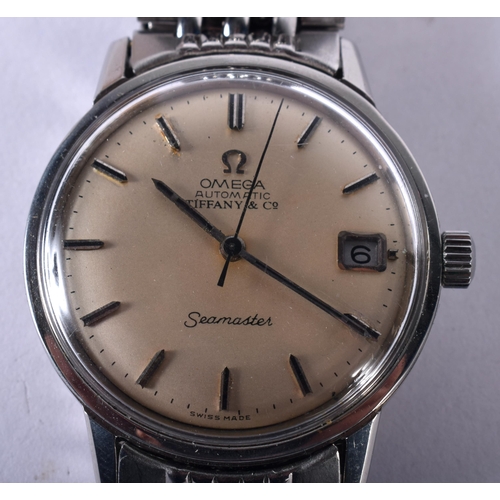 111 - AN OMEGA TIFFANY & CO SEAMASTER WRISTWATCH. 3.25 cm wide inc winder.