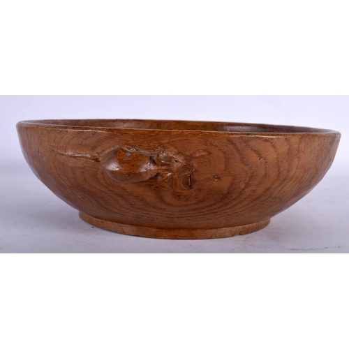 117 - A ROBERT THOMPSON MOUSEMAN CARVED WOOD FRUIT BOWL. 24 cm wide.