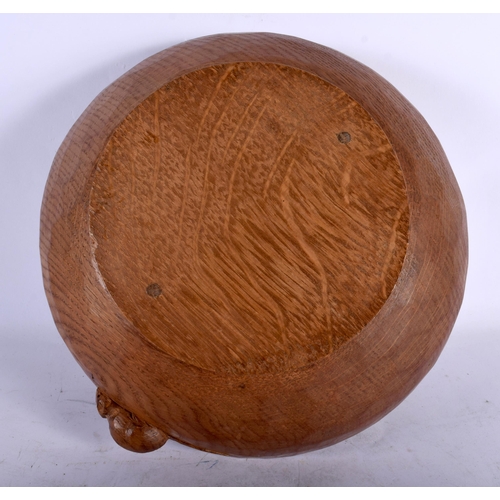 117 - A ROBERT THOMPSON MOUSEMAN CARVED WOOD FRUIT BOWL. 24 cm wide.