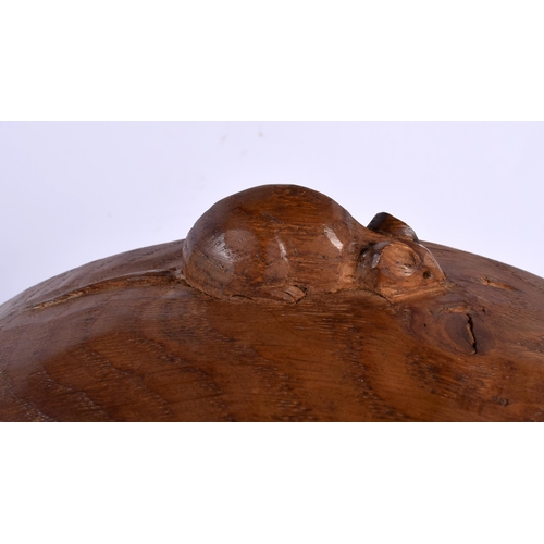 117 - A ROBERT THOMPSON MOUSEMAN CARVED WOOD FRUIT BOWL. 24 cm wide.