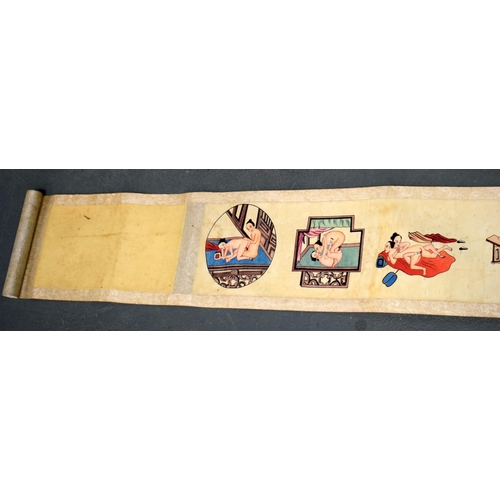 133 - AN EARLY 20TH CENTURY CHINESE EROTIC SCROLL Late Qing/Republic, depicting figures in rather lewd pur... 