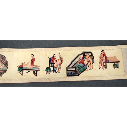 133 - AN EARLY 20TH CENTURY CHINESE EROTIC SCROLL Late Qing/Republic, depicting figures in rather lewd pur... 