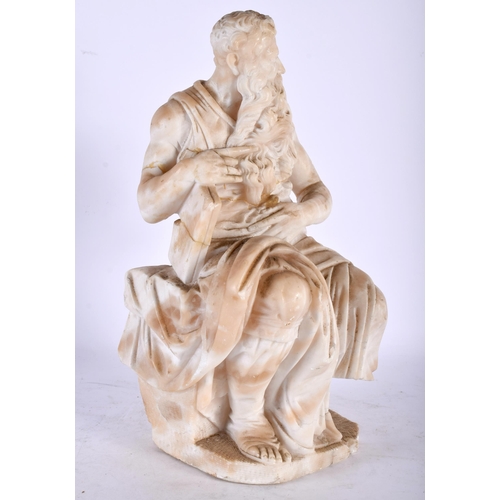 138 - A 19TH CENTURY ITALIAN CARVED ALABASTER GRAND TOUR FIGURE OF A MAN After the Antiquity. 32 cm high.