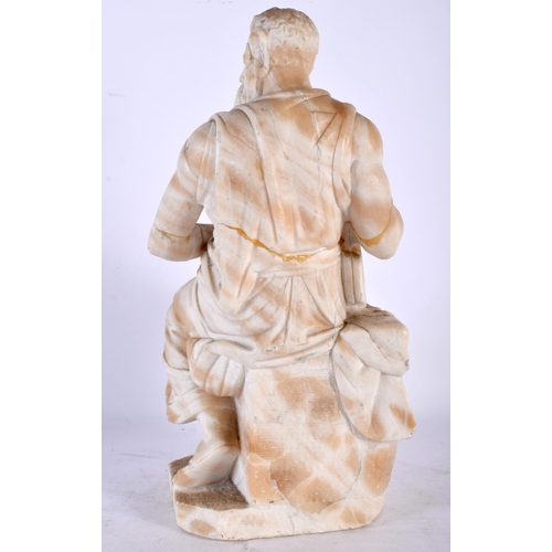 138 - A 19TH CENTURY ITALIAN CARVED ALABASTER GRAND TOUR FIGURE OF A MAN After the Antiquity. 32 cm high.
