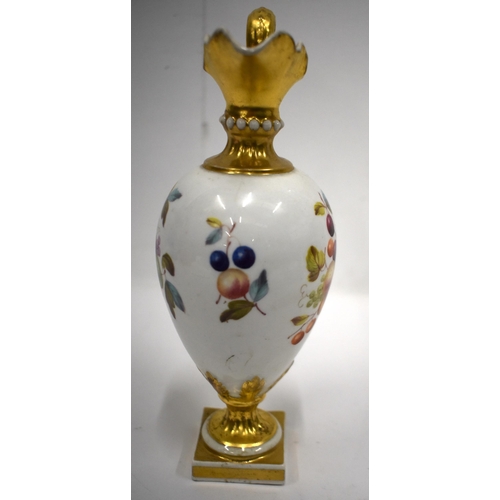 170 - 19th century Derby ewer painted with fruit, the handle with a satyr mask, Gardner Collection 116 23c... 