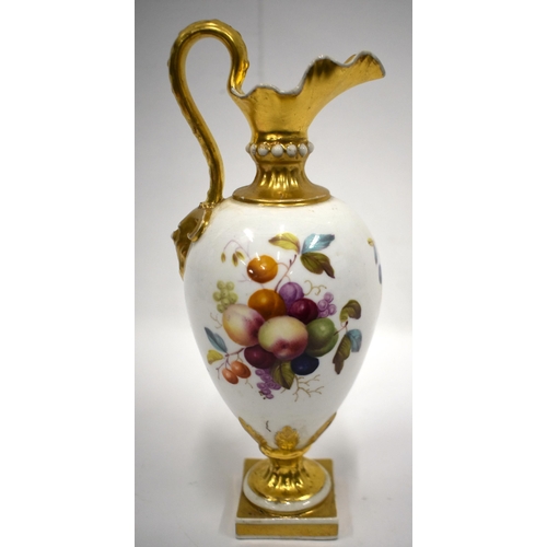 170 - 19th century Derby ewer painted with fruit, the handle with a satyr mask, Gardner Collection 116 23c... 