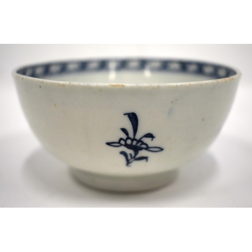 202 - 18th century Lowestoft small bowl painted with holed rock and chrysanthemum. 5cm high