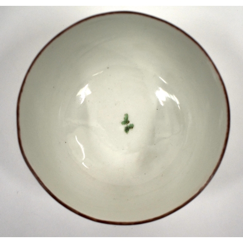 217 - 18th century Bristol bowl painted with flowers under a brown line rim X` 16 mark. 12cm diameter