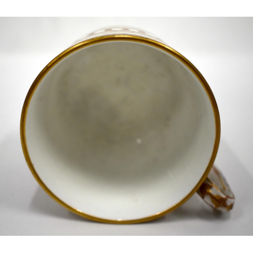 218 - 18th century Champion's Bristol cabinet coffee can and saucer of cylindrical shape, the ear-shaped h... 