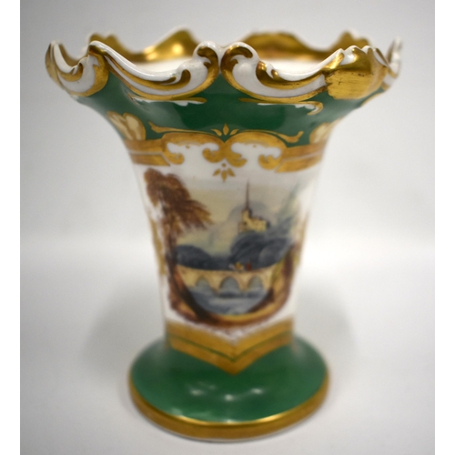 224 - 19th century Coalport vase of rococo shape painted with two butterflies and encrusted with four flow... 