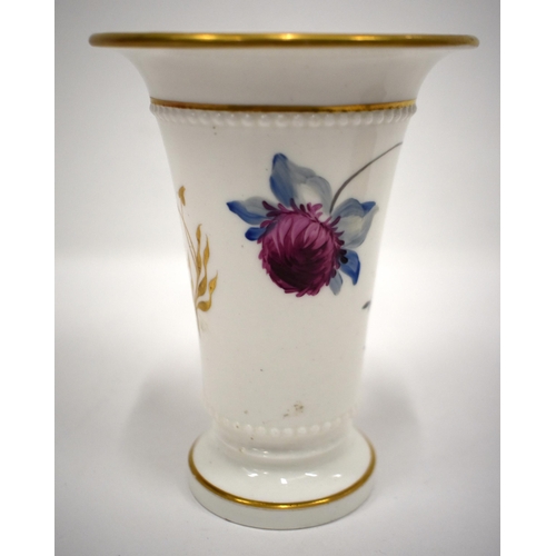 228 - English porcelain spill vase of large size with two beaded borders painted with flowers pattern 321 ... 