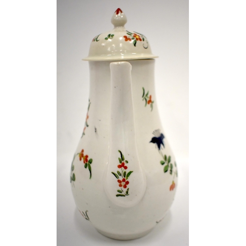 235 - Plymouth coffee pot and cover the baluster body painted with bold flowering branches in green, red, ... 