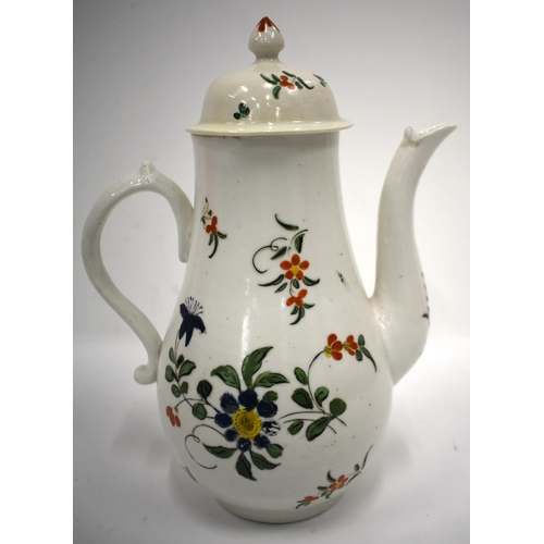 235 - Plymouth coffee pot and cover the baluster body painted with bold flowering branches in green, red, ... 