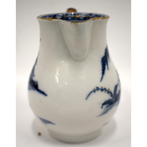 236 - Plymouth or early Bristol sparrow beak jug painted with a house on an island in underglaze blue, X m... 