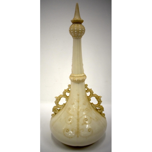 238 - Late 19th century Grainger Worcester parian bodied two handled vase and cover of Persian inspiration... 