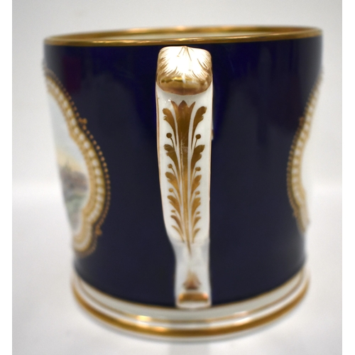 247 - Late 19th century Grainger Worcester two handled loving cup finely painted with a view of Worcester ... 