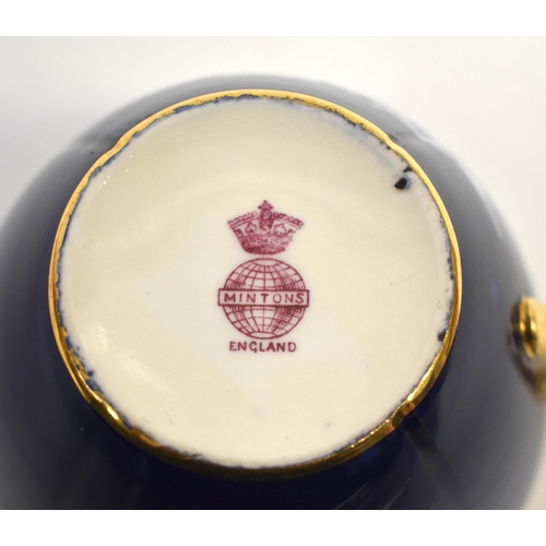 261 - Late 19th/early 20th century Minton pate sur pate cup and saucer with cobalt blue ground decorative ... 