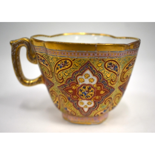 262 - Late 19th/early 20th century Coalport rare coffee cup and similar Minton saucer highly gilded, richl... 