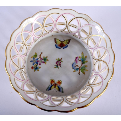 36 - A HUNGARIAN HEREND PORCELAIN BOWL and a Herend cup and saucer. Largest 17 cm wide. (3)