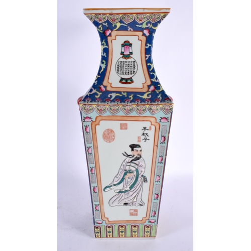 367 - A LARGE CHINESE REPUBLICAN PERIOD FAMILLE ROSE PORCELAIN VASE painted with figures and panels of cal... 