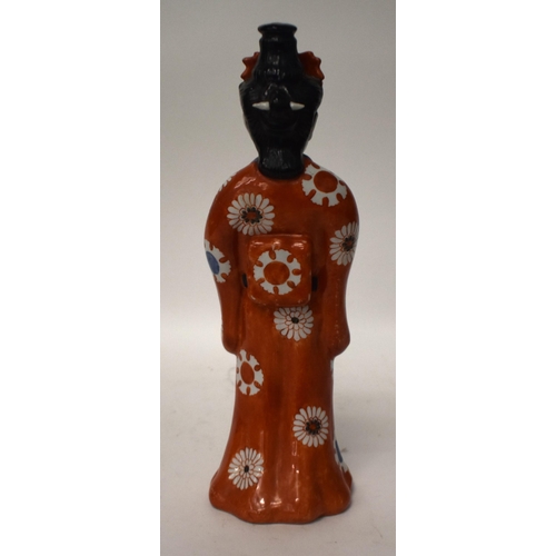 368 - A LARGE 19TH CENTURY JAPANESE MEIJI PERIOD PORCELAIN FIGURE OF A FEMALE modelled holding a twin hand... 