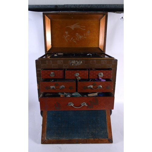 378 - AN UNUSUAL LARGE 19TH CENTURY JAPANESE MEIJI PERIOD LACQUER WOOD CABINET upon associated European ca... 