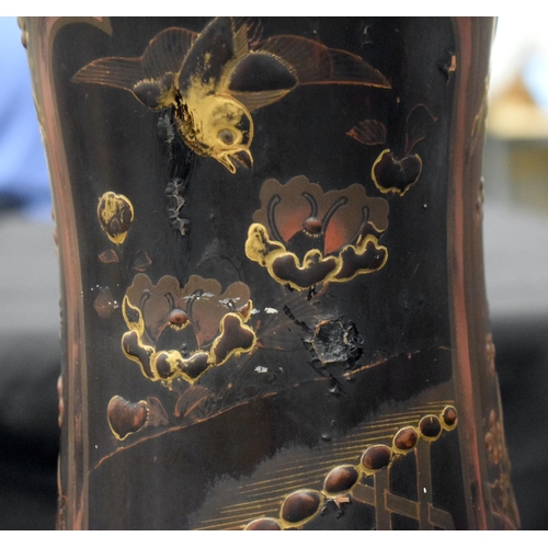 384 - A VERY LARGE 19TH CENTURY JAPANESE MEIJI PERIOD COUNTRY HOUSE LACQUER PORCELAIN VASE overlaid with d... 