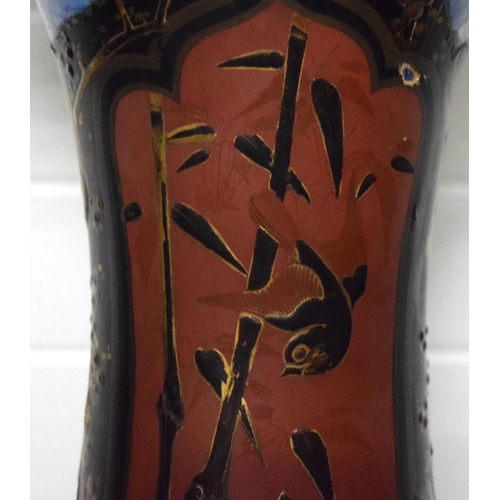 384 - A VERY LARGE 19TH CENTURY JAPANESE MEIJI PERIOD COUNTRY HOUSE LACQUER PORCELAIN VASE overlaid with d... 