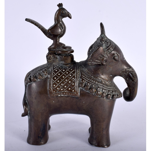 398 - AN 18TH/19TH CENTURY INDIAN BRONZE INCENSE BURNER in the form of an elephant. 15 cm x 10 cm.