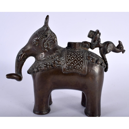 398 - AN 18TH/19TH CENTURY INDIAN BRONZE INCENSE BURNER in the form of an elephant. 15 cm x 10 cm.