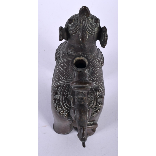 398 - AN 18TH/19TH CENTURY INDIAN BRONZE INCENSE BURNER in the form of an elephant. 15 cm x 10 cm.