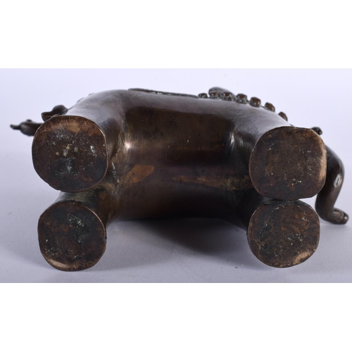 398 - AN 18TH/19TH CENTURY INDIAN BRONZE INCENSE BURNER in the form of an elephant. 15 cm x 10 cm.