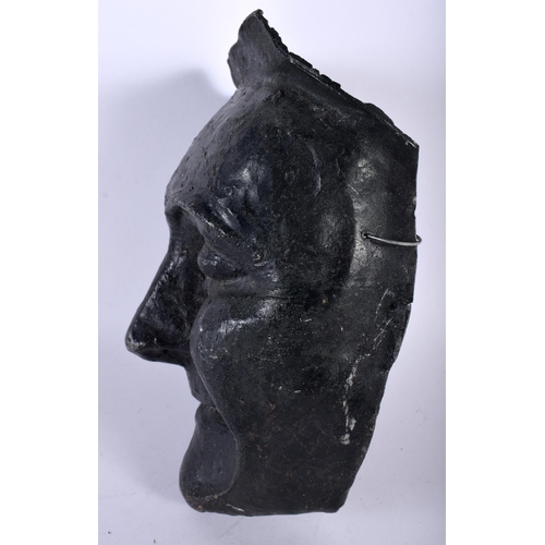 399 - A RARE 18TH CENTURY ITALIAN VENETIAN LEAD MASK formed as a theatrical character. 21 cm x 14 cm.