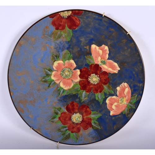 40 - A LARGE ROYAL DOULTON FLORAL PAINTED PLATE together with a matching bowl & a large Carlton Ware bowl... 