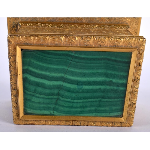 403 - A FINE MID 19TH CENTURY FRENCH GILT BRONZE AND MALACHITE BOX decorative all over with foliage and vi... 