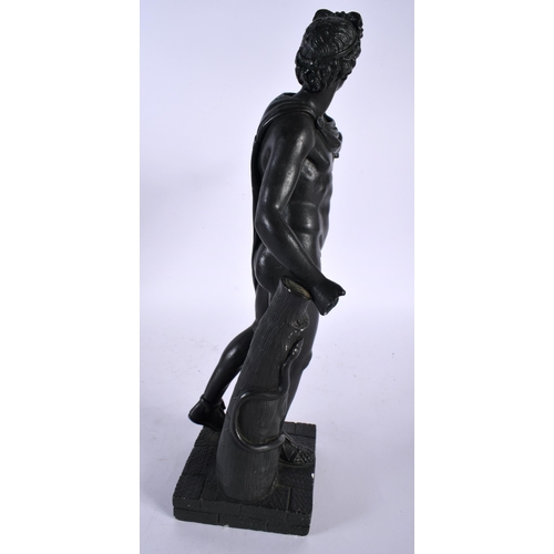 430 - A LARGE LATE 19TH CENTURY BRONZED ALABASTER GRAND TOUR FIGURE modelled as a classical male. 32 cm hi... 