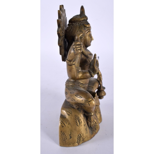 439 - A 19TH CENTURY MIDDLE EASTERN INDIAN BRONZE FIGURE OF A DEITY modelled with multiple arms. 16 cm x 8... 