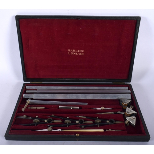 450 - A HARLING OF LONDON CASED INSTRUMENT SET. Box 28 cm x 15 cm.