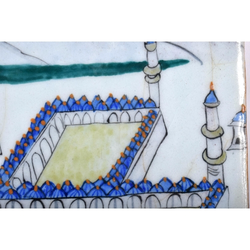 452 - A LARGE TURKISH IZNIK KABE MOSQUE TILE. 34 cm x 28 cm.