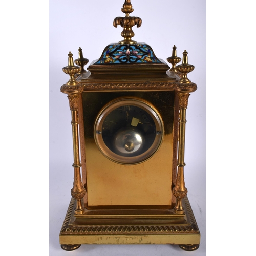 454 - A GOOD 19TH CENTURY FRENCH CHAMPLEVE ENAMEL BRONZE MANTEL CLOCK Reed & Sons, the case in the Manner ... 