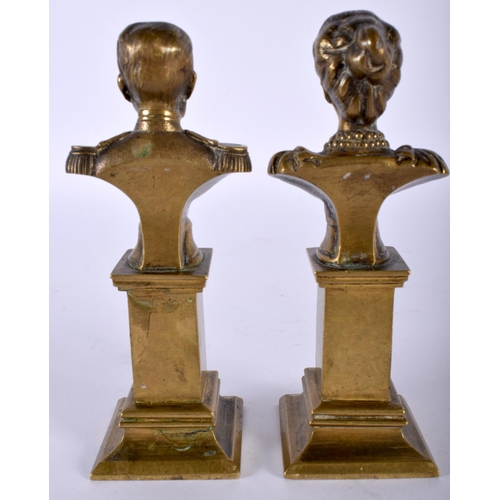 469 - A PAIR OF 19TH CENTURY ENGLISH GRAND TOUR BRONZE PEDESTAL BUSTS depicting Prince Albert & Queen Eliz... 