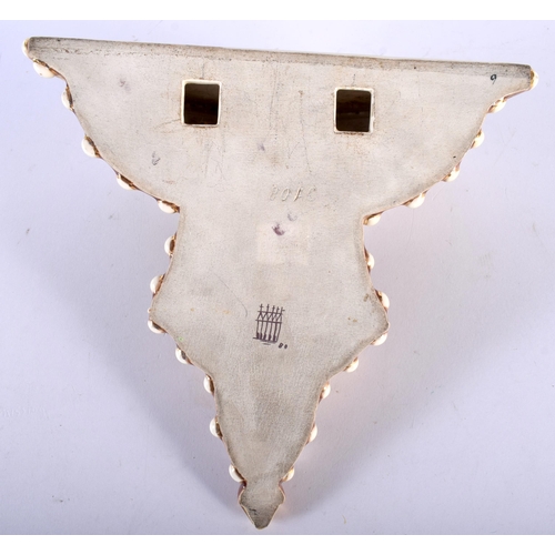 491 - A RARE LATE 19TH CENTURY HUNGARIAN ZSOLNAY PECS RETICULATED POTTERY BRACKET. 20 cm x 20 cm.